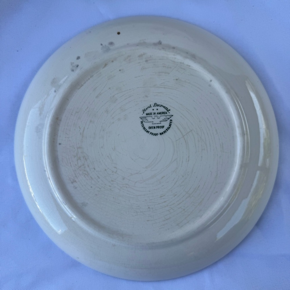 Vintage 1950s Mid Century Modern Stetson Marcrest Blue Patterned Dinner Plates - Picture 4 of 6
